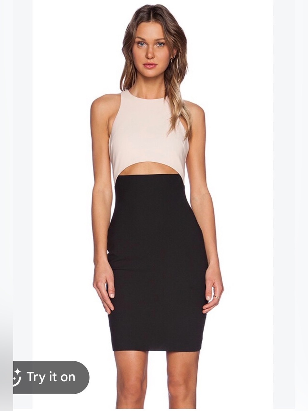 Elizabeth and James Contrast Two-Tone Black and Cream Cut Out Dress